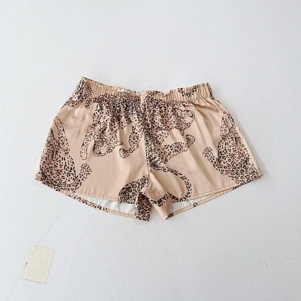 夏季新品女豹纹短裤仿真丝松紧腰宽松丝滑柔软居家睡裤H1,女士内衣/男士内衣/家居服,睡裤/家居裤,淘宝优惠券,粉丝福利购,淘宝优惠卷