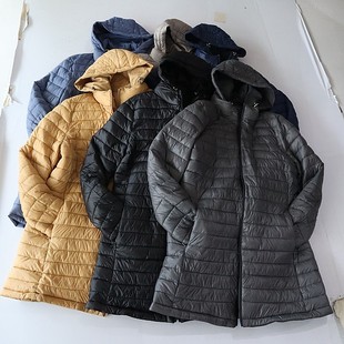 秋冬季女中长款长袖棉服外套立领连帽l拉链宽松双面穿薄款棉衣H柱