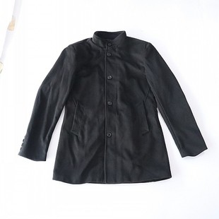 后开叉青年时尚 呢外套立领拉链纽扣修身 百搭上衣D199 男长袖 秋冬季