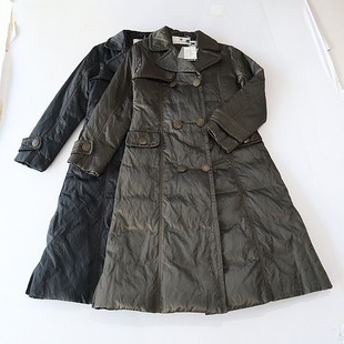 羽绒服外套西服领纽扣过膝纯色时尚 长袖 百搭棉服X131 女长款 冬季