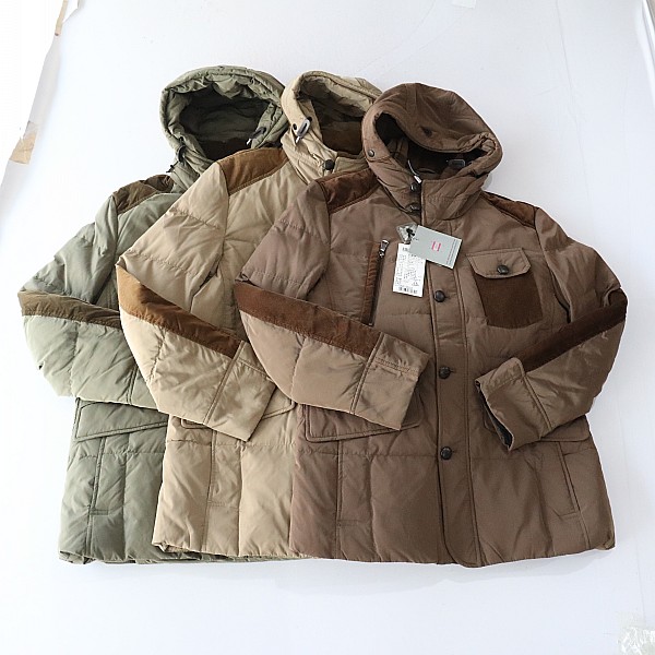 冬新品男长袖羽绒服外套立领连帽拉链纽扣宽松多口袋拼接棉服X12