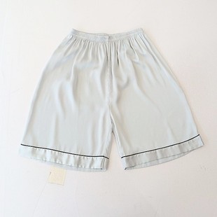 衩居家睡裤 夏季 仿真丝松紧腰宽松柔软丝滑大裤 男短裤 F7S 新品