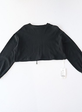 春秋季女长袖卫衣T恤棉圆领套头宽松纯色时尚百搭短款上衣C7M