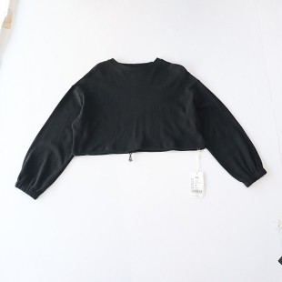百搭短款 卫衣T恤棉圆领套头宽松纯色时尚 上衣C7M 女长袖 春秋季