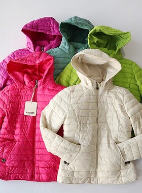 秋冬季新品女长袖棉服外套立领连帽拉链双面穿纯色百搭薄棉衣D8