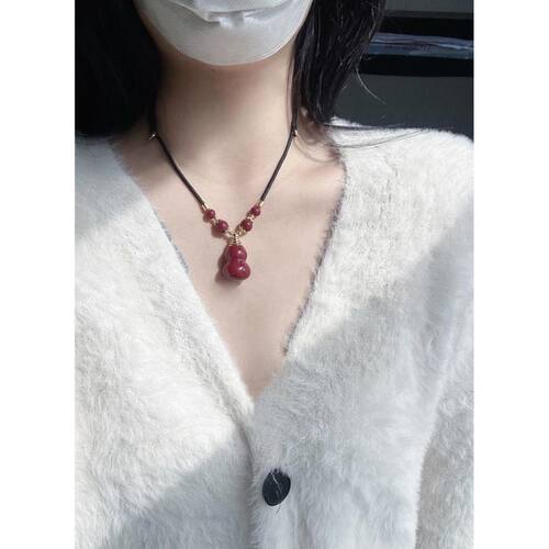 辰砂（处理）朱砂紫金砂紫金色 葫芦 苹果款 吊坠 时尚 百搭饰品