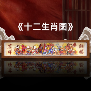 玺语十二生肖非遗剪纸装饰画纳福挂画玄关入户门国朝创意礼品摆台