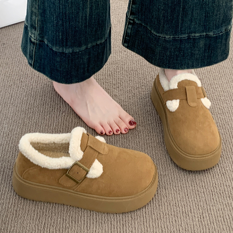 雪地靴女保暖棉鞋厚底勃肯鞋子