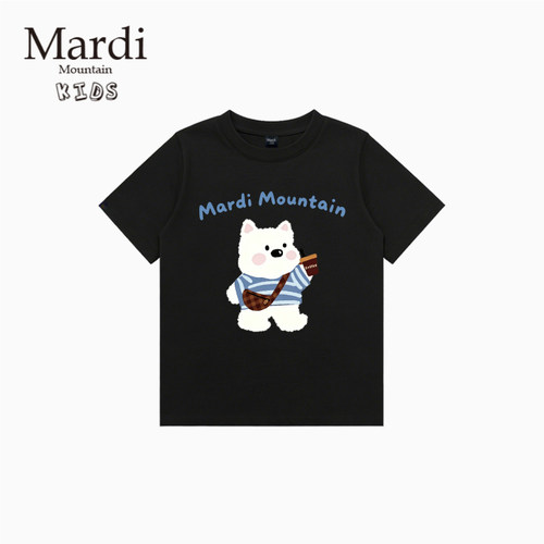 韩国新款 Mardi Mountain 男女中大童装2026夏季短袖印花纯棉t恤