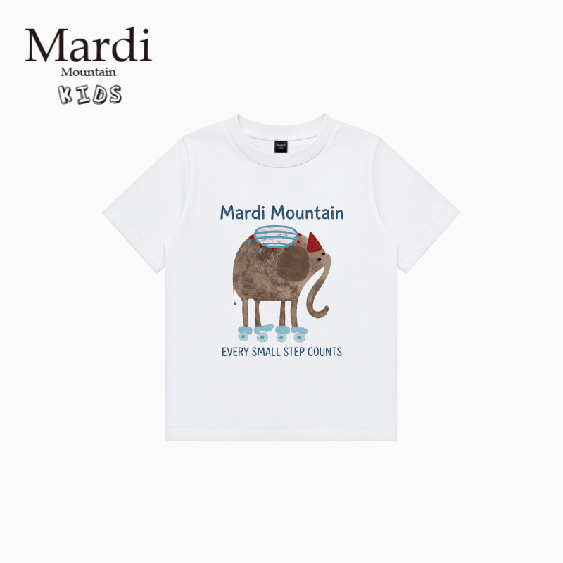 韩国新款 Mardi Mountain 男女中大童装2026夏季短袖印花纯棉t恤图片