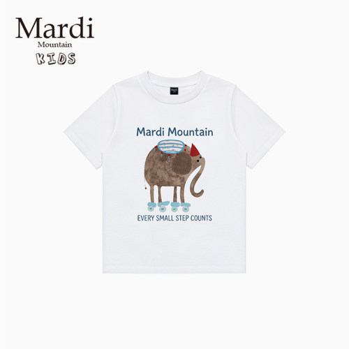 韩国新款 Mardi Mountain 男女中大童装2026夏季短袖印花纯棉t恤