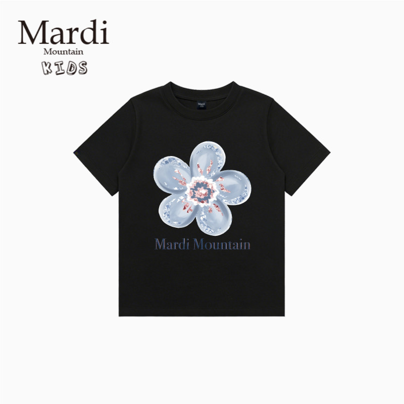 韩国新款 Mardi Mountain 男女中大童装2026夏季短袖印花纯棉t恤图片