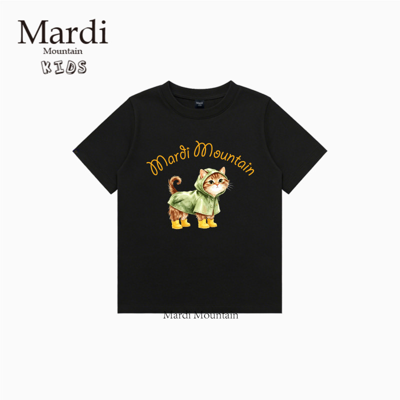 韩国新款 Mardi Mountain 男女中大童装2026夏季短袖印花纯棉t恤图片