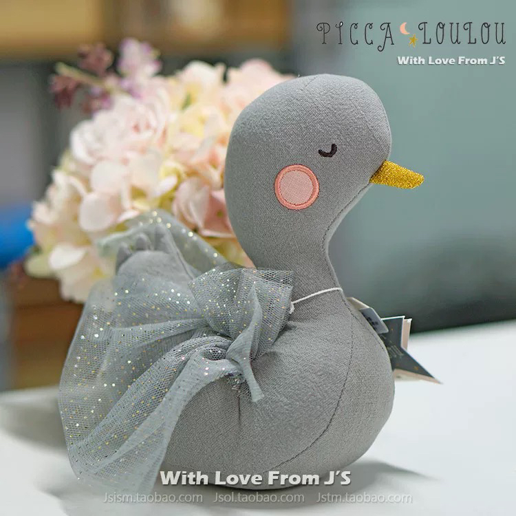 ［清仓］荷兰Picca LouLou有机棉麻儿童玩偶北欧童话天鹅蕾丝裙子