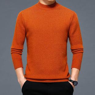 中长年ASH男士 羊绒底衫 针织衫 爸爸装 毛衣 韩版 高秋冬半领打纯色袖