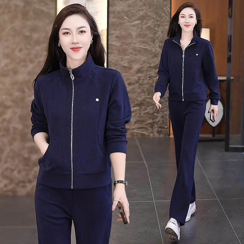 春秋季件休运动套装女新中款春装小个子969562跑步服老年大码两闲