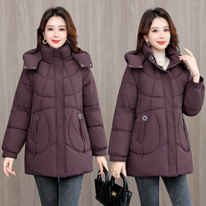 中年宽809松棉衣女款冬老新款韩服版妈妈中长棉女连帽外套女棉袄