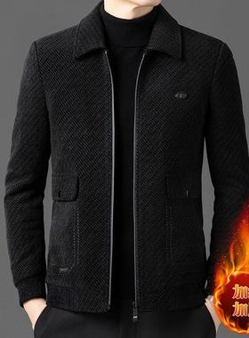 雪尼毛呢外套男绒加厚短款闲中青年冬B18815装加时尚休翻领男士尔