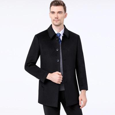 羊秋双面羊毛大冬衣男毛呢子中长款商务宽外松套爸爸装单排8865-Q
