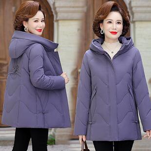 8838-122冬季中老绣年羽绒服女新款年妈妈装宽松中款加厚刺长保暖