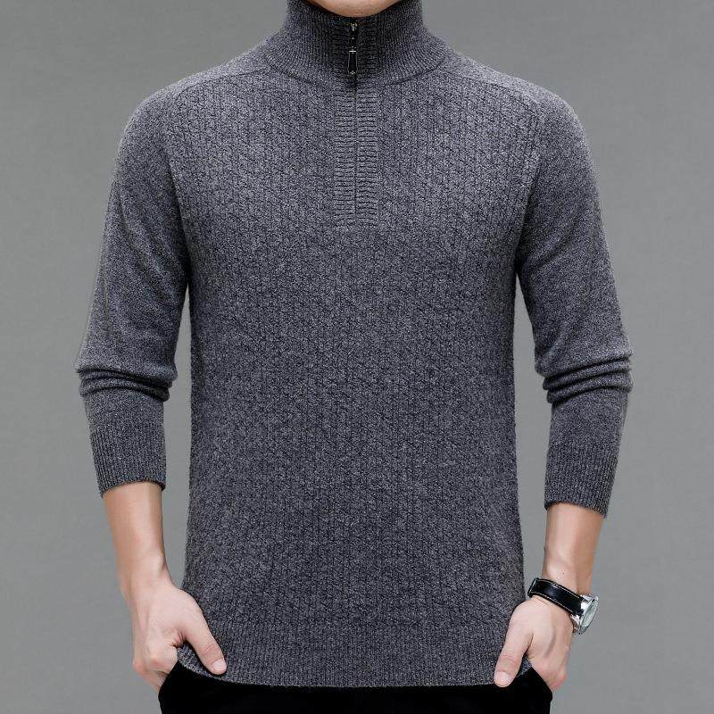 高领拉链毛衣新款冬季加爸爸装中青年男纯色羊半毛针WUC织士厚打,个性定制/设计服务/DIY,工作服/校服/商务服定制/加工,淘宝优惠券,粉丝福利购,淘宝优惠卷