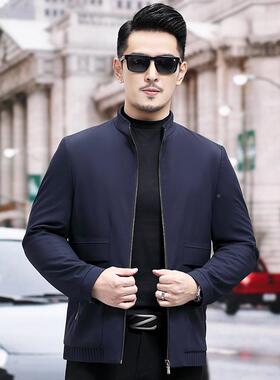 男秋冬士外套新款爸夹衫克加绒H2-W7加爸厚休闲岁立领茄克男装