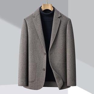 商务休闲级感羊毛子脱内高胆 J呢男西装 季 双冬面呢羊绒大衣Y6802