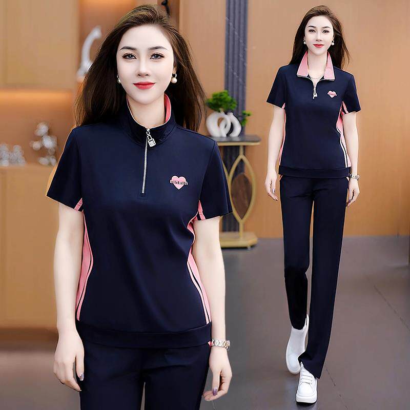 长牌运动套品装女新款夏季妈妈宽松修瘦身90579718显短袖裤休闲两