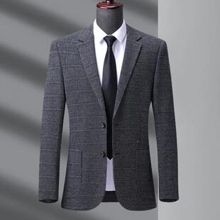 中年单西衣上便西免烫爸爸装 西服秋冬闲款 外套男士 休西8815装