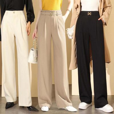 阔腿99156裤垂女秋冬新款进口端高腰宽松羊毛高斜纹直筒休闲拖感