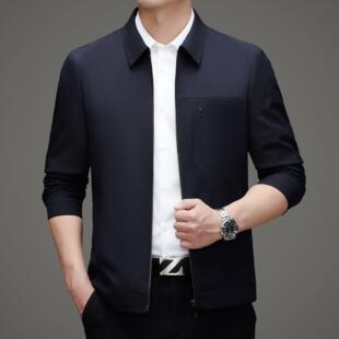 B克男外衣爸装 秋高档季 中年翻领休闲爸夹8661 干品牌茄克 新部款