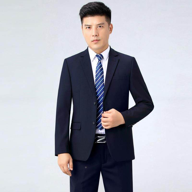 春秋季中男年士商正装休闲修毛身礼服职业装羊8828-兰-西务服套装