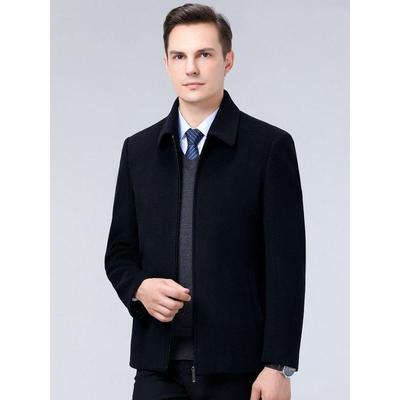 爸秋冬季新款男士爸羊毛衣翻领宽松中2F89-F老年男士外加厚羊毛大