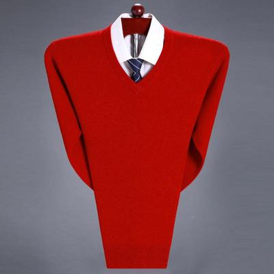 秋冬季新款领装纯羊衫男加厚套头中年绒爸爸1778搭毛衣百商务羊毛