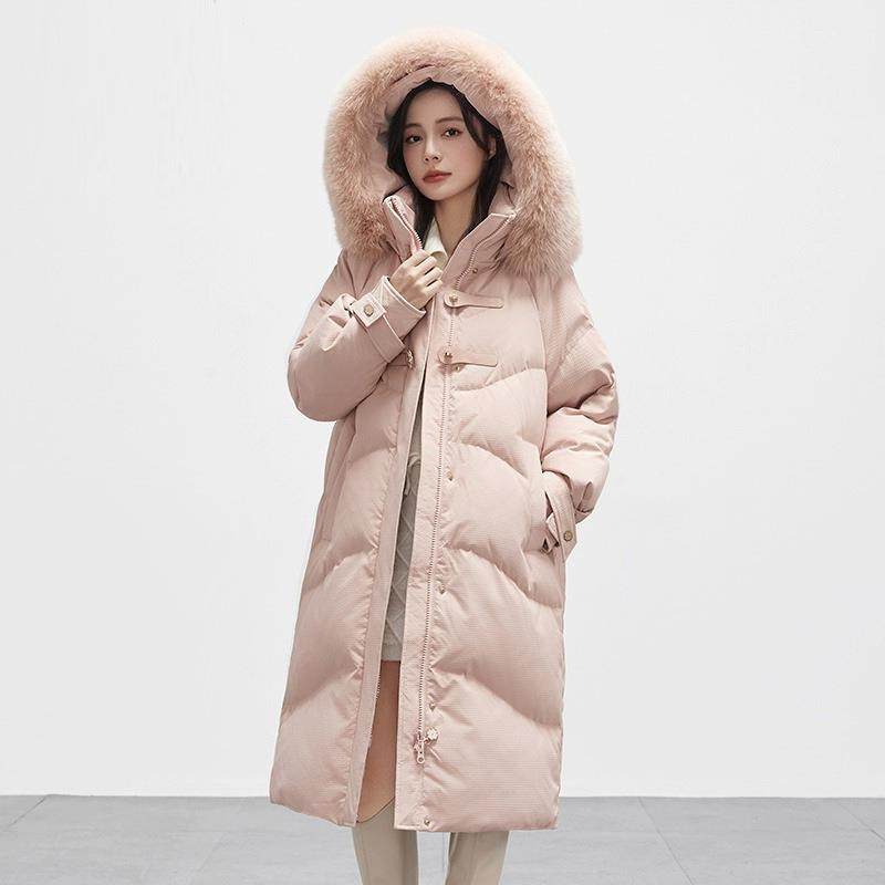 方正品羽141-2023绒绒女冬中标长款过膝加厚国白鸭绒官大毛领服外