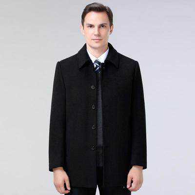 季厚款冬男士毛呢大衣中老爸爸51--288羽内绒胆保暖白鸭绒羊毛中