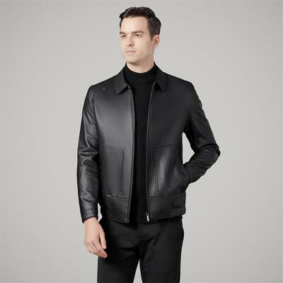 秋季新款海宁男士8022-C皮克衣中年翻领薄款夹棒球领时尚皮士男外