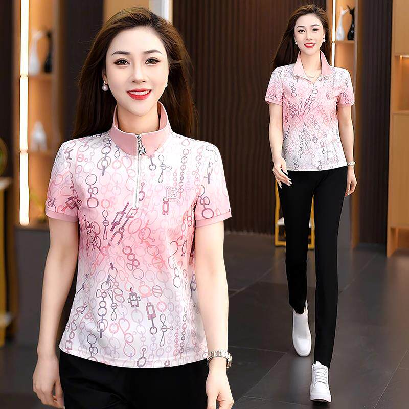 休闲运减动服套装夏季年89944款洋气新龄显瘦冰女丝短袖长裤两件
