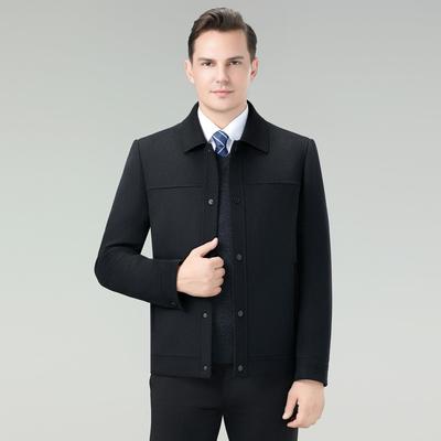 秋冬男836-F士质含羊绒双面毛呢大衣短款商务休闲高百搭羊品外毛