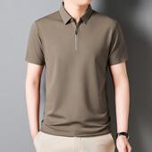 夏装 宽松中商务衫 蚕爸爸翻领薄体恤 X高端桑丝男恤短年袖 K081