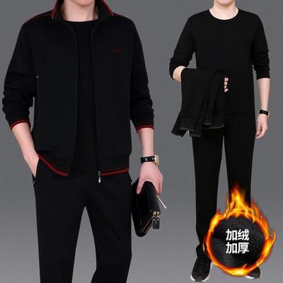 运冬季新款中年三动套装件套棉质爸爸休卫衣套装大码晨练跑步6054