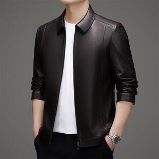 C秋季 百皮搭爸短款 新款 休闲翻领衣中青年爸装 皮克外 男士 春夹6332