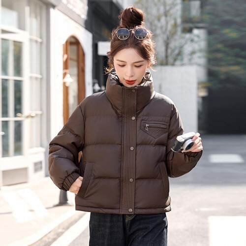 韩包版领ZYING899短羽款皮绒服女轻薄面服冬季新款宽松白鸭绒外立