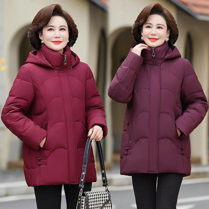 时品尚牌中太年妈妈羽8862绒服冬新时尚复古款阔太保暖连帽外套女