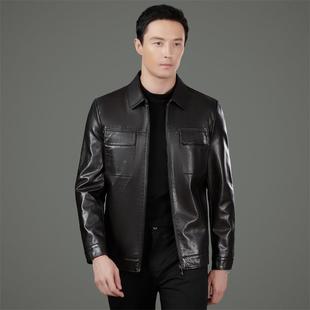 休闲羊皮 翻领舒宁适皮夹克皮秋季 2588 KJ海真皮皮衣男中年爸爸装
