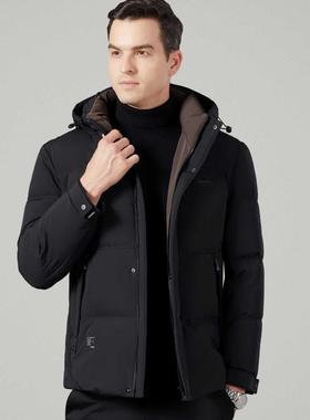 年羽绒服新款连帽65118短款防寒厚保暖上衣冬季中爸爸男男士休闲