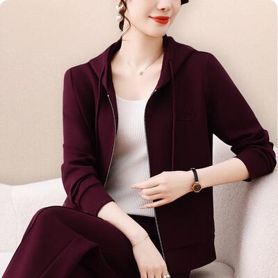 妈妈运新款春装连帽卫洋中老年气动休闲套装女春9675294秋时尚衣