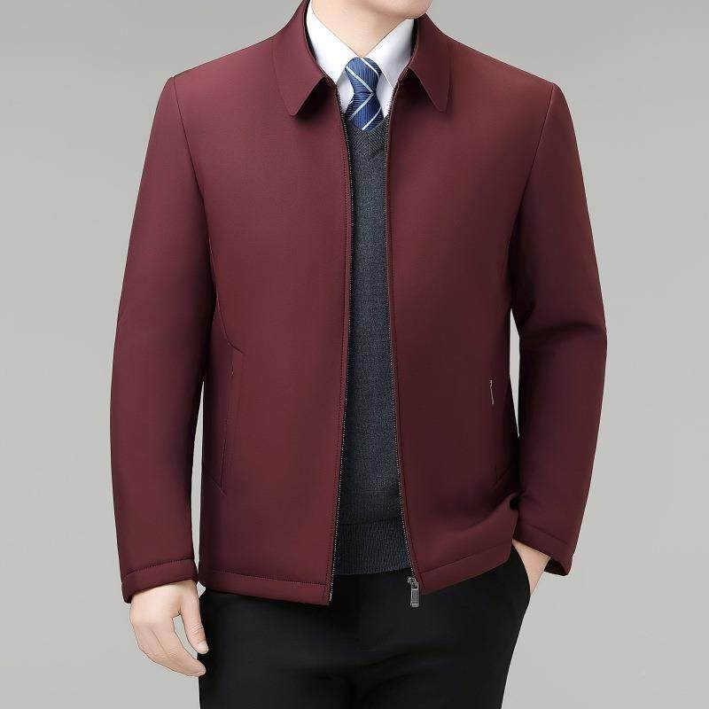 薄冬季中年男士轻链翻领休棉衣2505-J商务口袋带闲拉爸爸装保暖棉