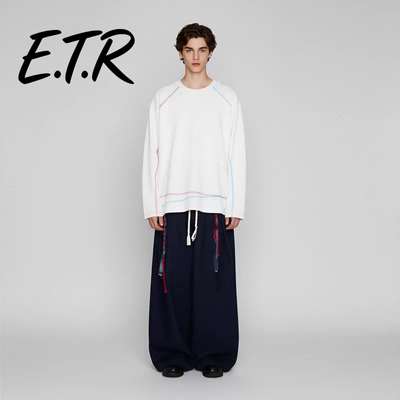 Eternal Raven男士卫衣纯色百搭纯棉打网工艺潮牌宽松落肩长袖T恤