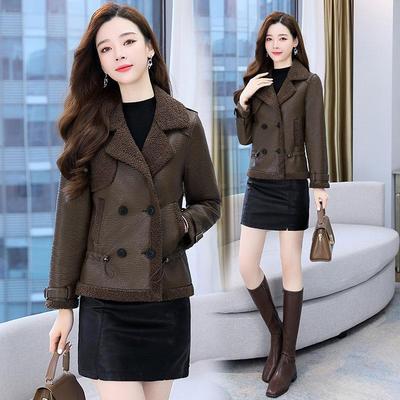 尚皮毛一体外套女秋款9869-W1冬季新时流显瘦羊羔毛短款绵羊行皮